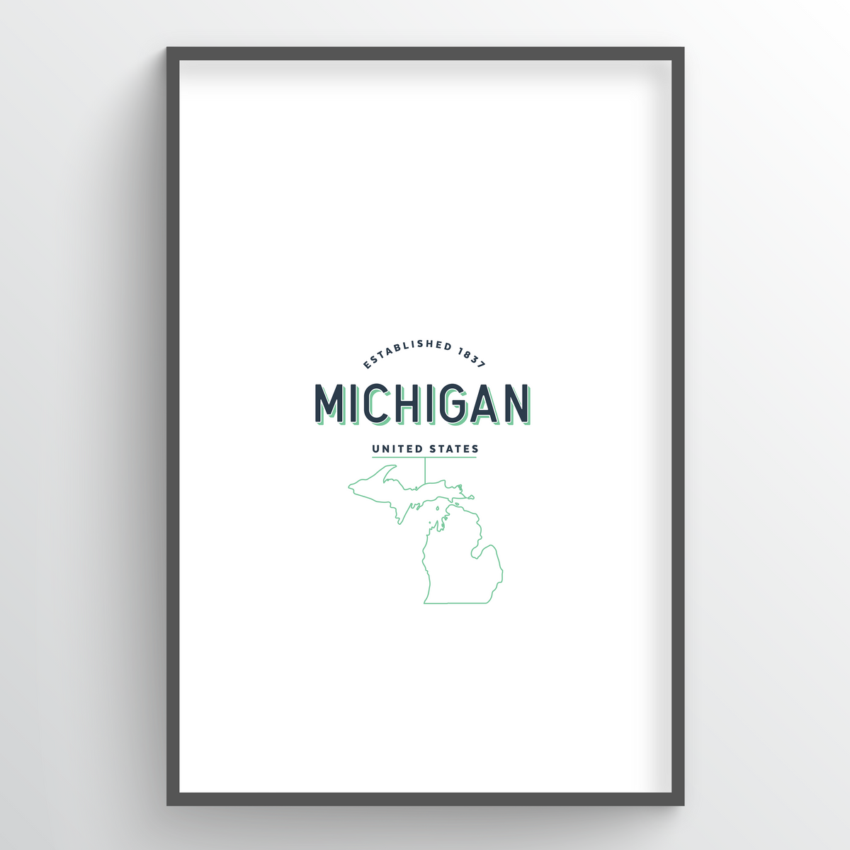 Michigan Word Art Print - State Line